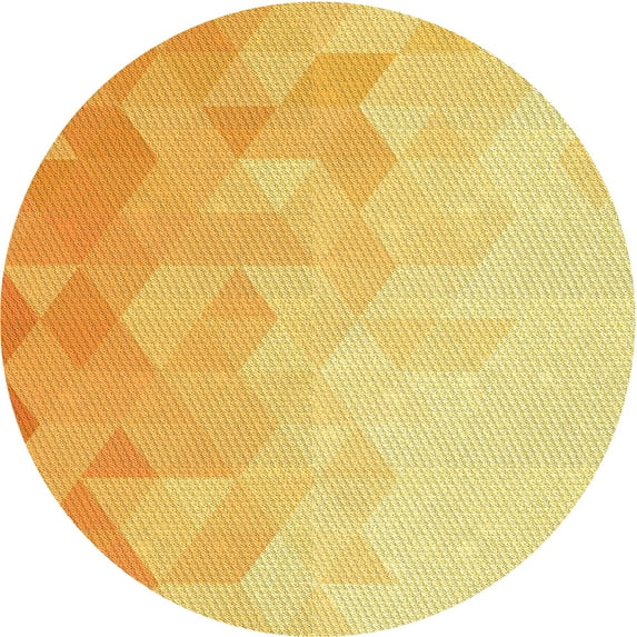 Ahgly Company Indoor Round Patterned Chrome Gold Yellow Area Rugs, 4' Round