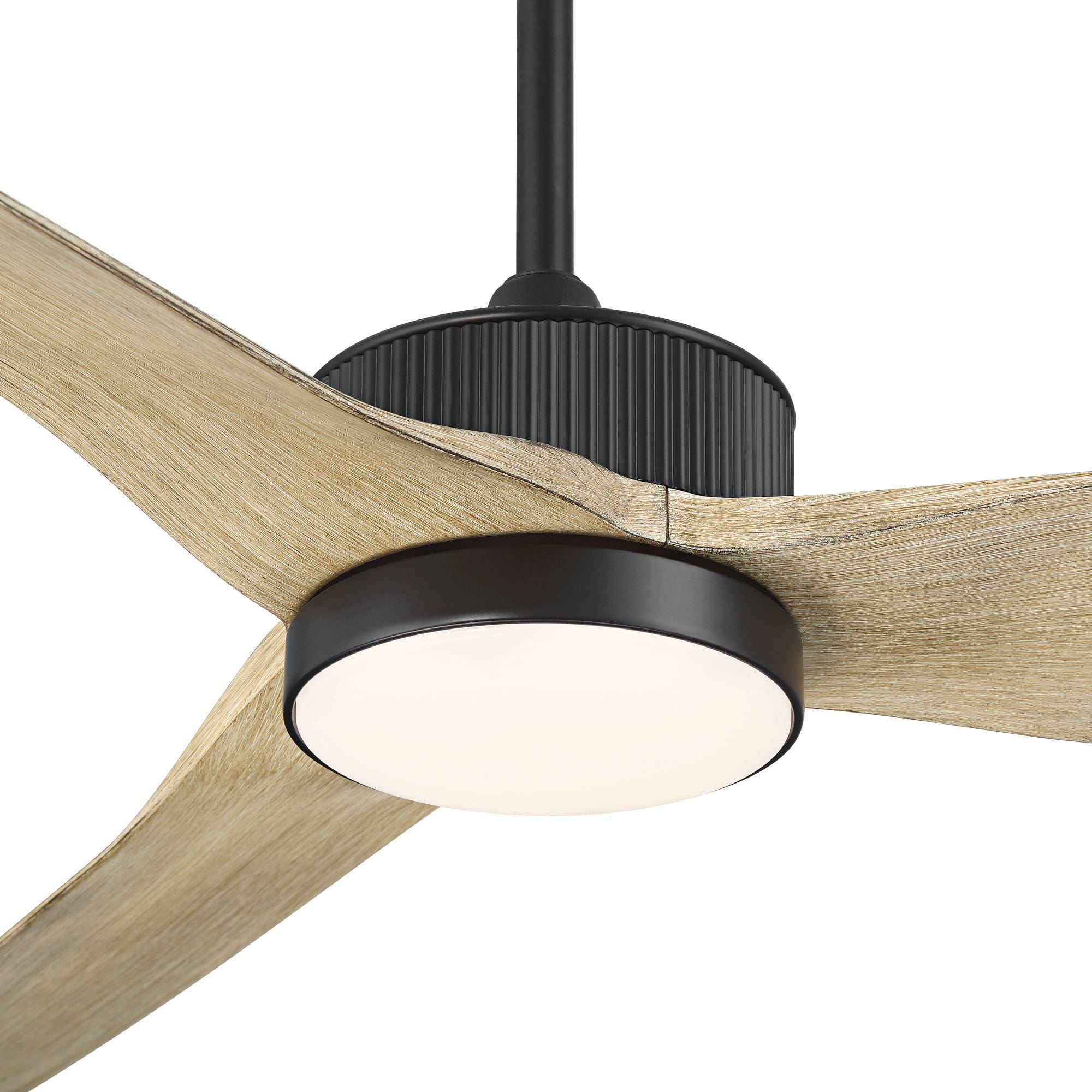 Casa Vieja 60" Montage Farmhouse Rustic Indoor Outdoor Ceiling Fan 3 Blade LED Light Remote Control Matte Black Finish Damp Rated