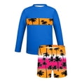 thumbnail image 7 of Fesfesfes Kids' Cute Beach Print Long Sleeve Sunscreen Swimming Trunks Swimsuit Sets for Boys Great for Family Vacations and Sunny Days 3-13 Years, 7 of 7
