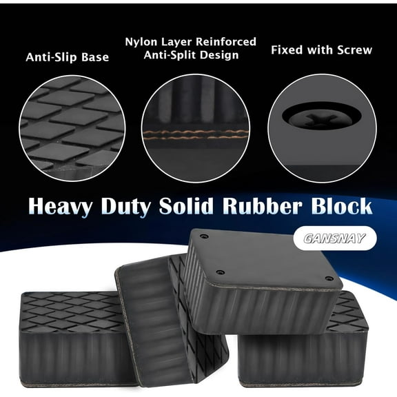 Heavy Duty Rubber Blocks for Car Lift, Floor Jack & Garage - 5000lbs Capacity, Anti-Slip Jack Pads for Auto Shop Repair