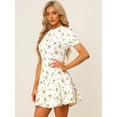 thumbnail image 2 of Vestido Por Encima De La Rodilla De Verano Con Gradas Y Elegante Floral Para Mujer Blanco L, 2 of 5
