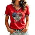 thumbnail image 3 of Women's 9/11 Never Forget Memorial V-Neck Short Sleeve T-Shirt American Flag Patriotic Remembrance Top Red S, 3 of 5