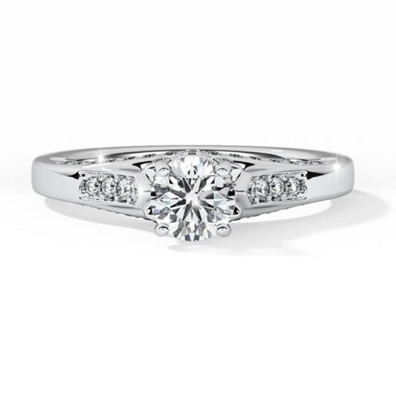 Amor Jewel 1.7 Ct Round Cut Diamond Rings - 14K White Gold Plated Rings - Classic Wedding Women's Ring - Engagement Fine Rings for Women's Jewellery - White Diamond Special Occasion Rings for Her