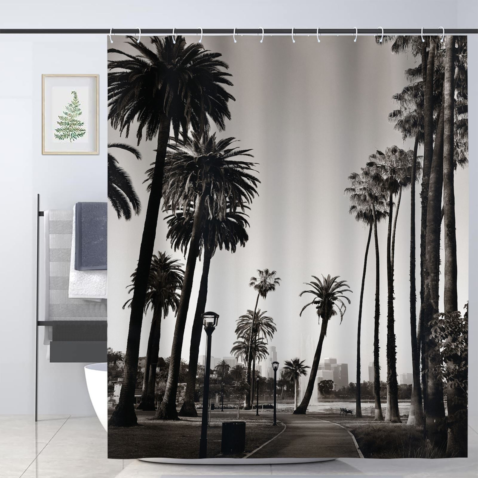 JOOCAR Palm Tree Shower Curtain for Bathroom Decoration Fabric Shower