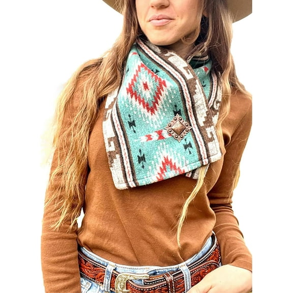 Western Cowboy Green Warm Neck Hood, Hooded Scarf Winter for Women with Snap Closure, Fleece Lined Neck Warmer