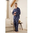 thumbnail image 2 of U2SKIIN Men Button Down Pajama Set, 100% Cotton Lounge Plaid Fun Prints Sleepwear With Pockets,(Navy Rhombus Plaid,S), 2 of 5