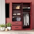 thumbnail image 3 of Pemberly Row Armoire Moderne en Bois à 4 Portes et 2 Tiroirs en Acajou, 3 of 10