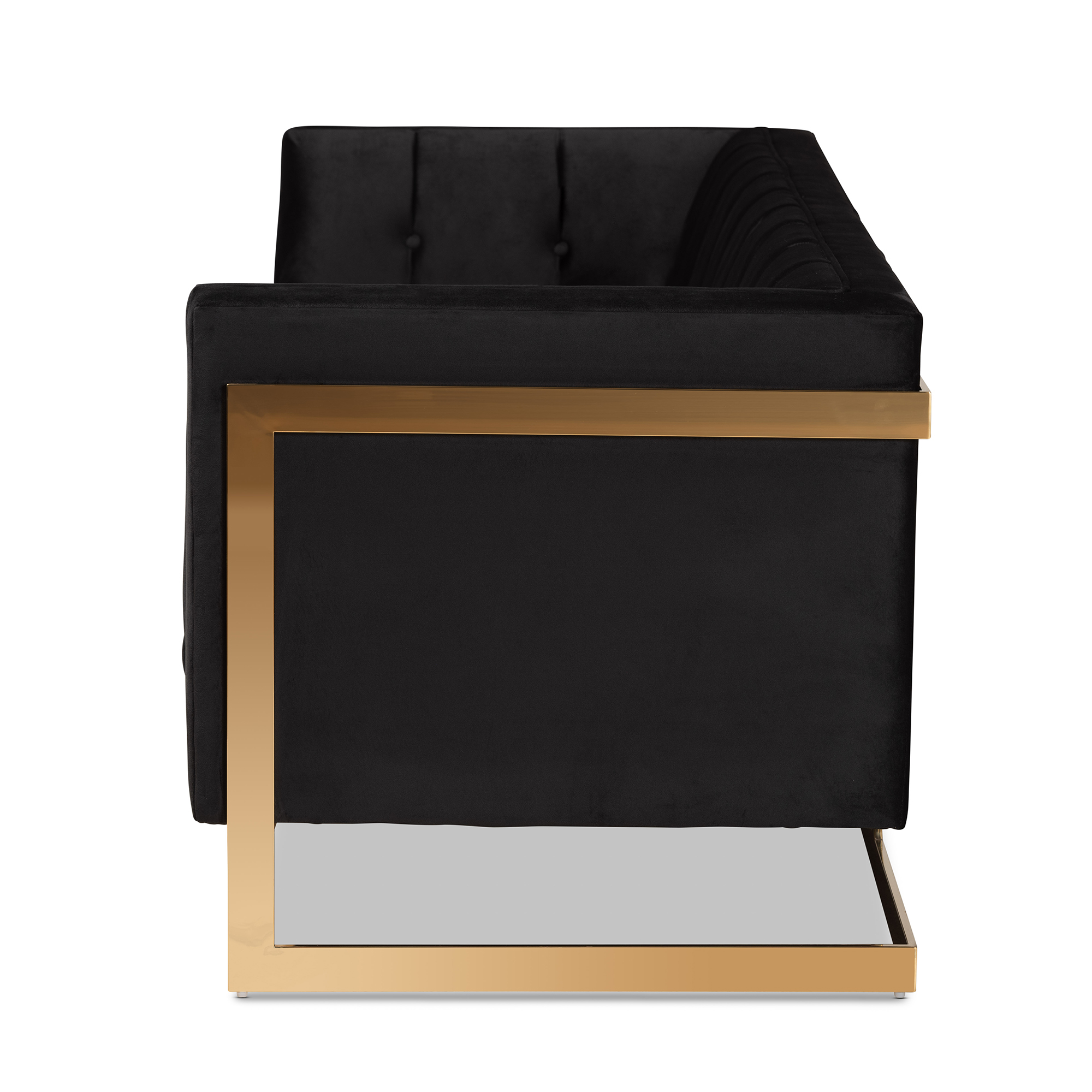 Baxton Studio Ambra Sofa, Black and Gold Fabric