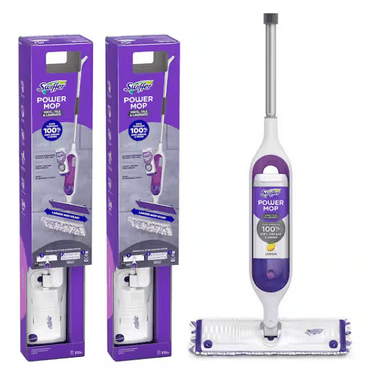 Case of 2 Swiffer Power Mop Vinyl, Tile and Laminate Floor Starter Kit (1-Power Mop, 2-Pads, Cleaning Solution and Batteries)