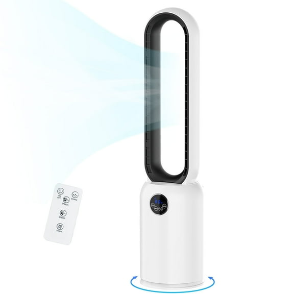 Advwin Bladeless Tower Fan 26ft/s Airflow, Cooling Air Circulator, 90° Oscillation, 24 Speeds, Black