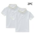 thumbnail image 2 of 2 Pack Comfy Shirts for Boys Girls Short Sleeve Collared School Uniform Tops Kids Solid Color Cotton Tshirts (8 Years, White), 2 of 7