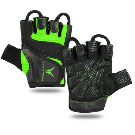 Victor Fitness VG05BNM Black/Neon Yellow/Green Size Medium - Fingerless Men's Glove