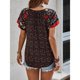 thumbnail image 4 of Camisa de manga corta con estampado floral, camisa con cuello en V y corbata para mujer, camisa con cuello en V y corbata, la mejor en su clase, 4 of 6