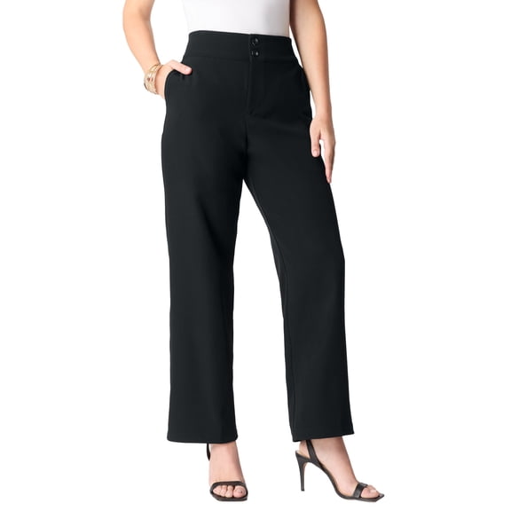 Roaman's Women's Plus Size Bi-Stretch Wide Leg Pant