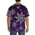 thumbnail image 5 of Daiia Snowflake Gradient Purple Men's Linen Shirts Short Sleeve Casual Shirts Button Down Shirt for Men Beach Summer Wedding Shirt-Small, 5 of 7