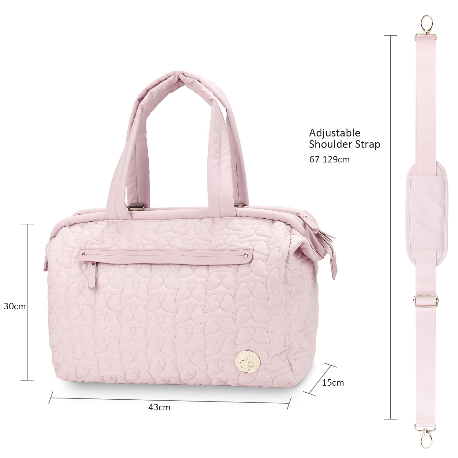 Lmbabter Herringbone Fabric Versatile Tote Bag Diaper Bag, Pink