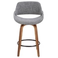 thumbnail image 6 of Fabrico Mid-Century Modern Counter Stool in Walnut and Grey Noise Fabric by LumiSource - Set of 2, 6 of 10