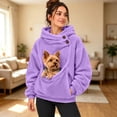 thumbnail image 5 of Women Pouch Hoodie Oversized Hooded Sweatshirt Large Pocket Pet Holder Soft Fabric Pullover Casual, 5 of 9
