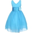 thumbnail image 1 of Big Girls' Chiffon V Neck Back to School Party Birthday Flower Girl Dress Turquoise Size 14 (M10B82K), 1 of 2