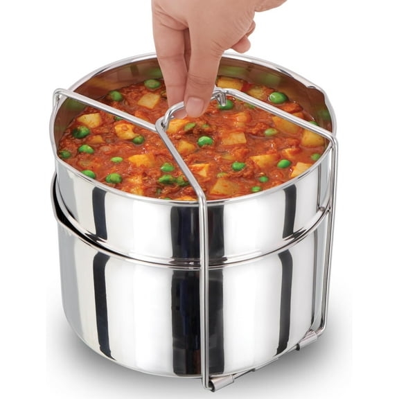 Hawkins Two-Dish Stainless Steel Set, Cooker Separator, Pressure Cooker Pots, Silver (SDS3)