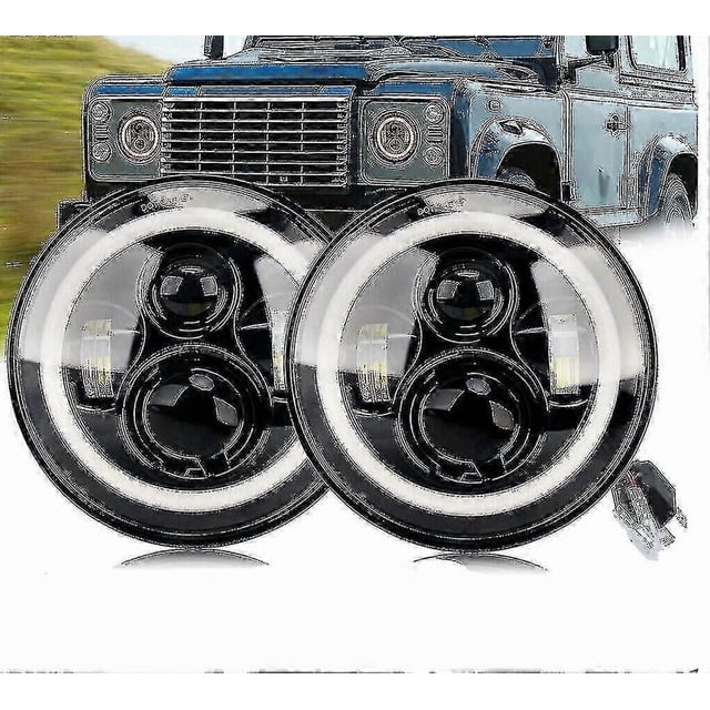 E Marked Rhd Pair 7 Led Headlights For Land Rover Defender 90 110 Tdi Td5 With Halo