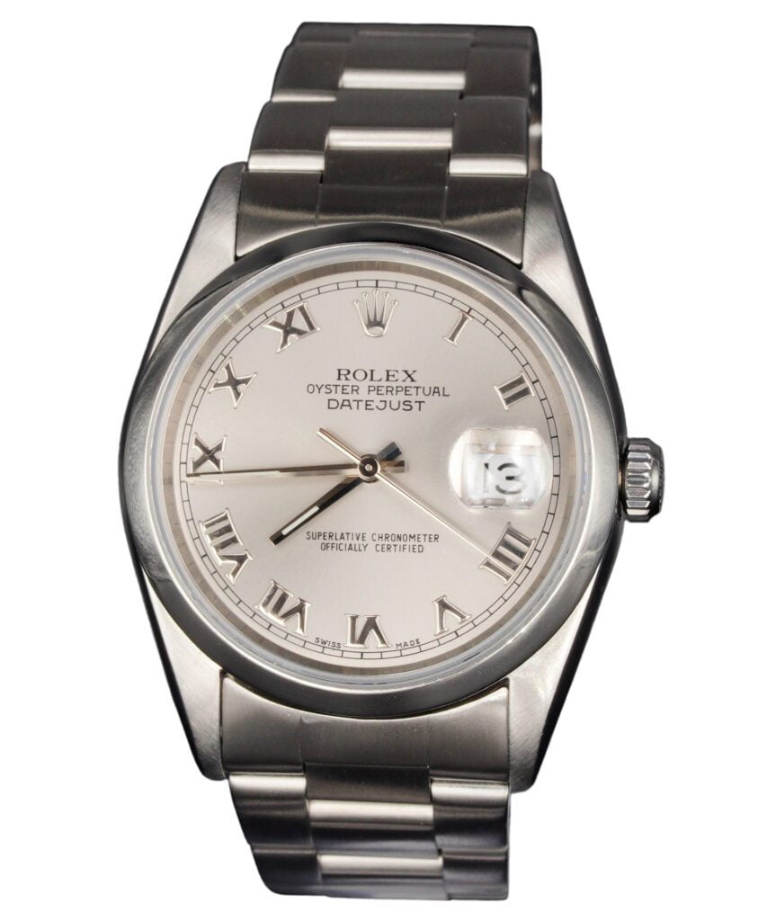 Pre-Owned Mens Rolex Stainless Steel Datejust Watch Silver Roman Dial 16200
