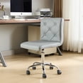 thumbnail image 4 of VECELO Armless Office Desk Chair, Height Adjustable PU Leather Swivel Task Chairs, Light Gray, 4 of 12