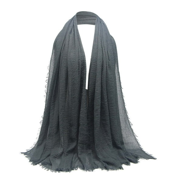 Scarf for Women Winter Scarf Ladies' Solid Color Pleated Cotton Linen Scarf: Versatile Sunscreen Air Conditioning Shawl