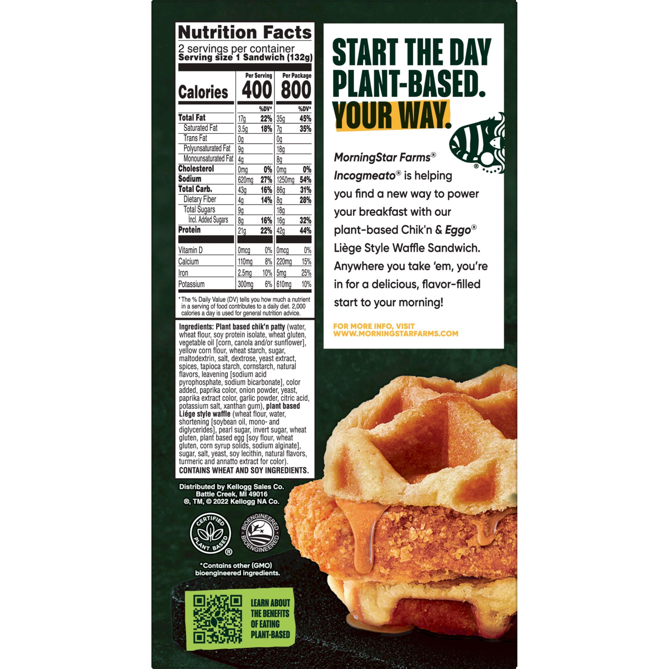 MorningStar Farms Incogmeato Original Meatless Chicken Waffle Sandwich, 9.3 oz (Frozen) - image 5 of 9