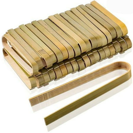 

80 Pcs Mini Bamboo Disposable Bread Tongs 4 Inch Toast Tongs Disposable Cooking Tongs Food Serving Clips