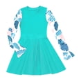 thumbnail image 3 of Alvivi Kids Girls Printed Patchwork Swim Dress Rashguard One Piece Long Sleeve Swimwear Swimsuit Lake Green 10, 3 of 5
