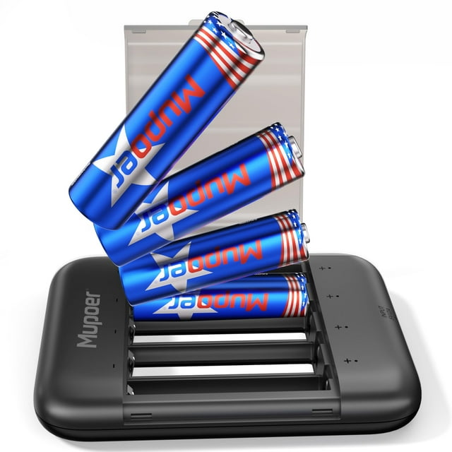 Pilas AA recargables Muper 3600 mAh 1,5 V, paquete de 4 con caja