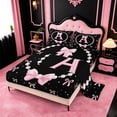 thumbnail image 2 of meiyoeat Bowknot Letter Print A Bed Sheets For Girls,Girly Pink Bow Full Size Sheets For Kids,4pcs, 2 of 6