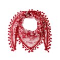 thumbnail image 2 of GZWYHT Silk Scarf,Scarves for Women Lightweight Fashion Lace Tassel Sheer Burntout Flower Scarf Shawl Neck Scarf,Clearance,Womens Scarves Red, 2 of 2