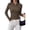 Brown, variant on Womens Long Sleeve Shirts Fall V Neck Cross Wrap Going Out Top Ribbed Ruched Fitted Business Casual Clothes