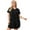 Black, variant on Women's Home Furnishing Short Sleeve Nightwear,Half Button Down Nightgown Pajamas Dress For Women,Solid Color Irregular Hem Nightwear,Black,x-Large Size