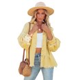 thumbnail image 2 of LYMAYTER Women Relaxed Coats Solid Color Long Sleeves Denim Jean Jacket Washed Mid-Length Cowboy Outwear S-XL, 2 of 8