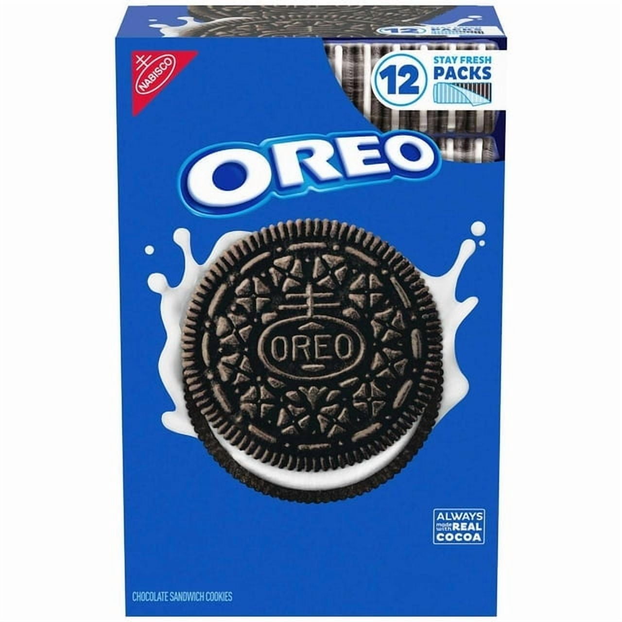 OREO Chocolate Sandwich Cookies, 5.23 oz., 12 Pack With White Bowl By OMA