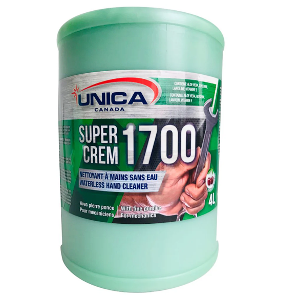 Super Cream 1700J, Waterless Hand Cleaner with Fine Pumice for Mechanics, Cherry Scent, 4L