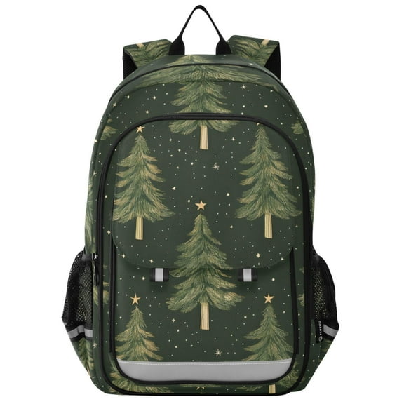 FORMRS Unisex School Backpack 17" Student Travel Bag with Laptop Compartment, Hand Drawn Christmas Trees