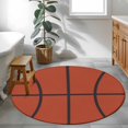 thumbnail image 4 of Orange Round Living Room Rugs 3.3 ft, Black Line Abstract Ball Modern Sport Style Simple Washable Area Rug with Non-Slip Sturdy Edge Binding Round Front Door Mat Floor Carpet for Entryway, 4 of 9