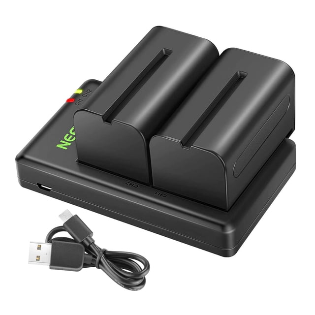 Batería de repuesto Neewer NP-F750 5600 mAh, paquete de 2 con cargador