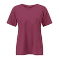 thumbnail image 5 of Yigetop Plus Size Tshirts Plus Size V Neck T Shirts Women Short Sleeve Tops Casual Summer Tshirts Loose Fit Tee Womens Plus Size T Shirts Wine XL, 5 of 5