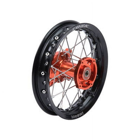 Impact Complete Wheel - Rear 10 x 1.60 Black Rim/Silver Spoke/Orange Hub For TM, Husqvarna, KTM