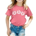 thumbnail image 1 of Hiiyo T-Shirt Grande Fille Imprimé Fleuri Manches Courtes Col Rond T-Shirt Enfants Tee Décontracté, 1 of 4