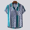 thumbnail image 3 of SwiftWear Men Short Sleeve Polyester Turndown collar Printed Hawaii Summer Blouse Blue XL, 3 of 9