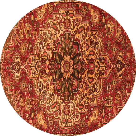 Ahgly Company Indoor Round Medallion Orange Traditional Area Rugs, 3' Round