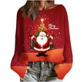 thumbnail image 6 of Tops for Women Christmas Printed Casual Crew Neck Long Sleeve Pullover Sweater Knitted Pullover Top Womens Blouse Plus Size Orange XXL, 6 of 6