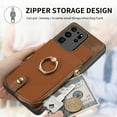 thumbnail image 4 of Nalacover Case for Samsung Galaxy S20 Ultra Wallet Case with Card Holder & Zipper Pocket, 360° Rotation Ring Kickstand Premium PU Leather Cover, Shockproof Magnetic Button Flip Stand Phone Case,Brown, 4 of 9