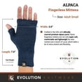 thumbnail image 6 of Alpaca Knit Fingerless Mittens - Super Soft Baby Alpaca - Small - Navy Blue, 6 of 7